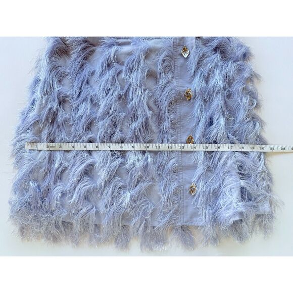 NWT GANNI Fringe Buttoned Mini Skirt in Persian Violet Purple Size 6 (EU38) - Picture 13 of 13